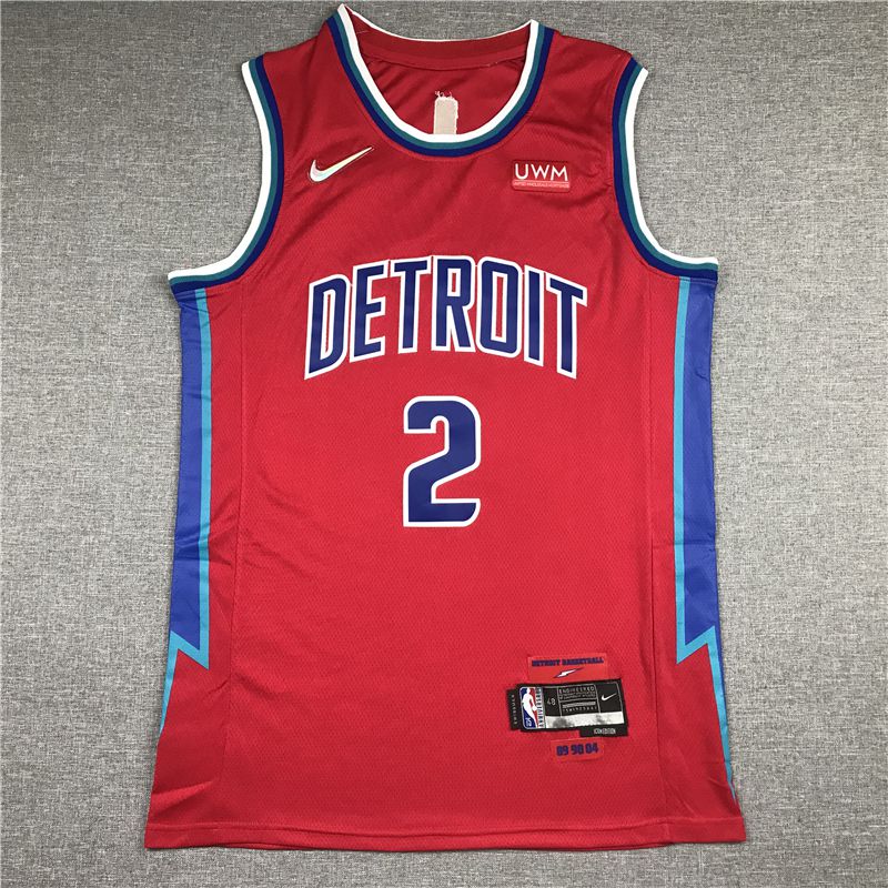 Men Detroit Pistons #2 Cunningham Red 2022 City Edition Nike NBA Jersey